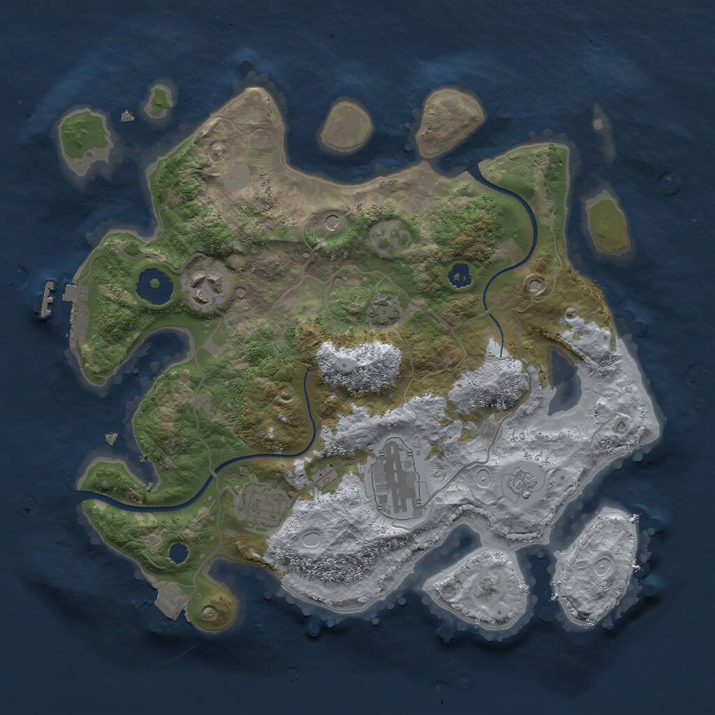 Rust Map: Procedural Map, Size: 3000, Seed: 69686, 8 Monuments