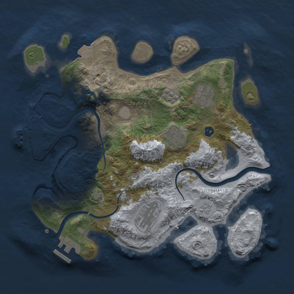 Rust Map: Procedural Map, Size: 3000, Seed: 69686, 12 Monuments