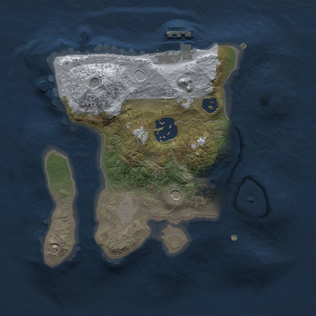 Rust Map: Procedural Map, Size: 2000, Seed: 2114239508, 4 Monuments