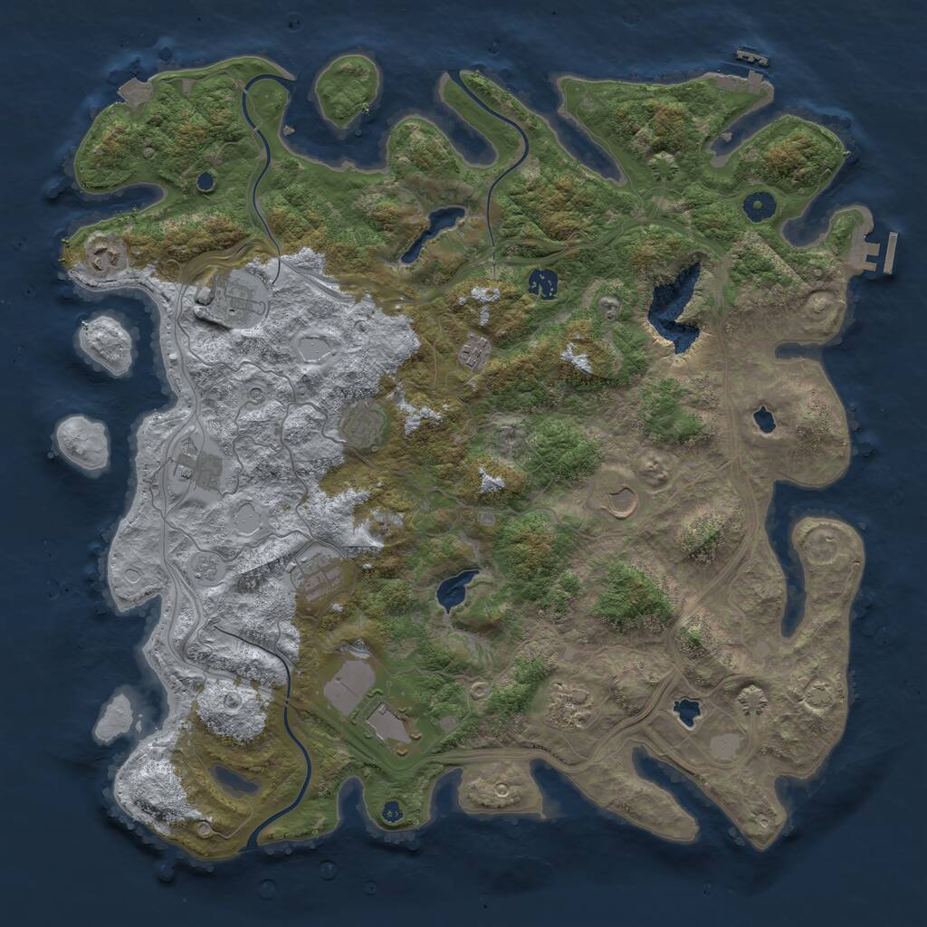 Rust Map: Procedural Map, Size: 4500, Seed: 767584471, 16 Monuments