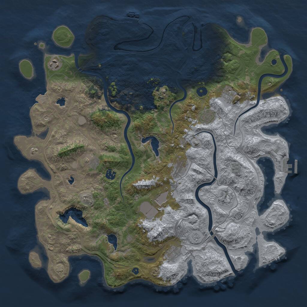 Rust Map: Procedural Map, Size: 4500, Seed: 538428075, 16 Monuments
