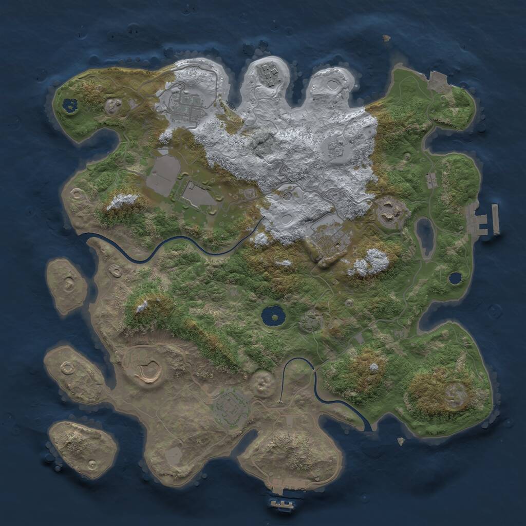 Rust Map: Procedural Map, Size: 3500, Seed: 124525746, 13 Monuments