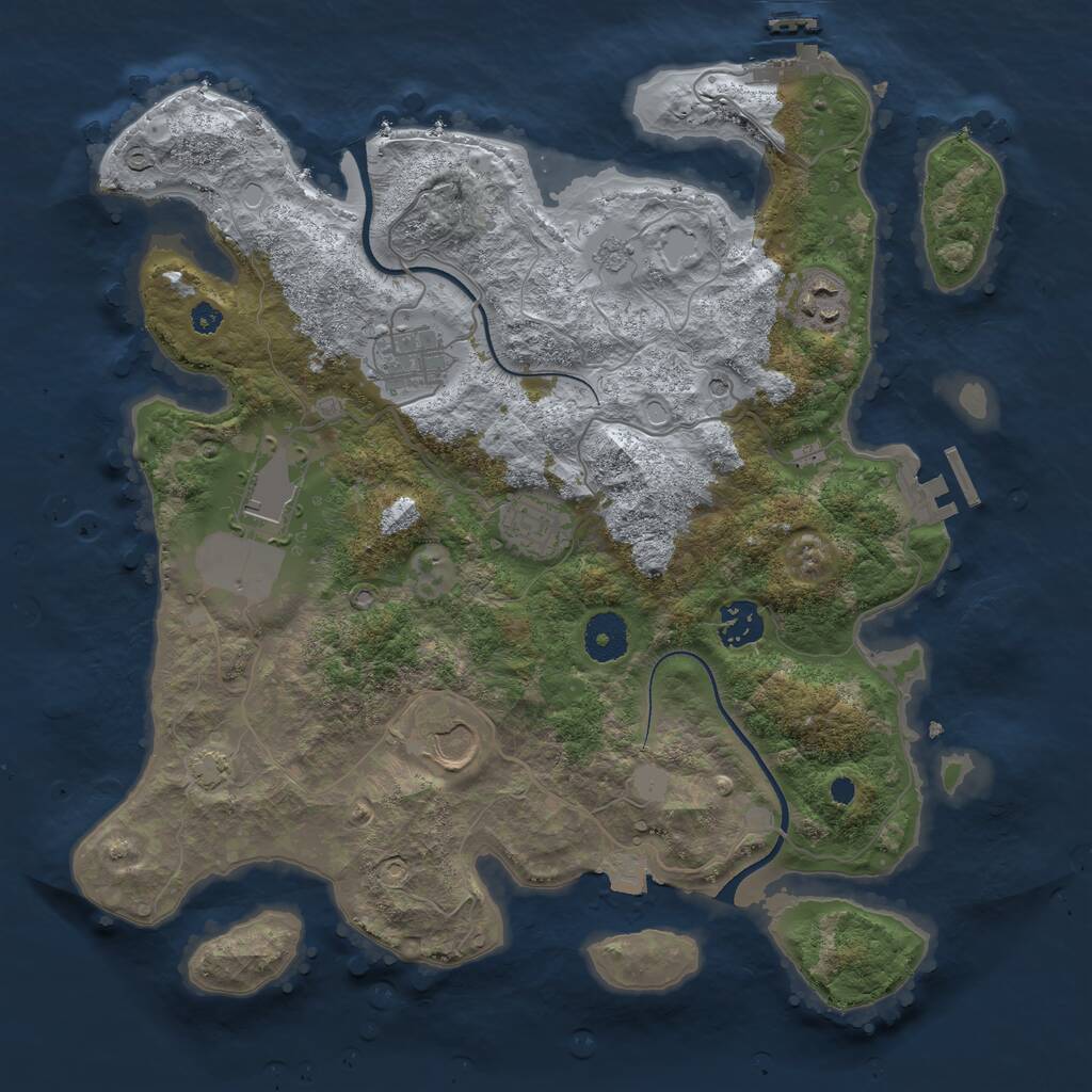 Rust Map: Procedural Map, Size: 3500, Seed: 8157426, 12 Monuments