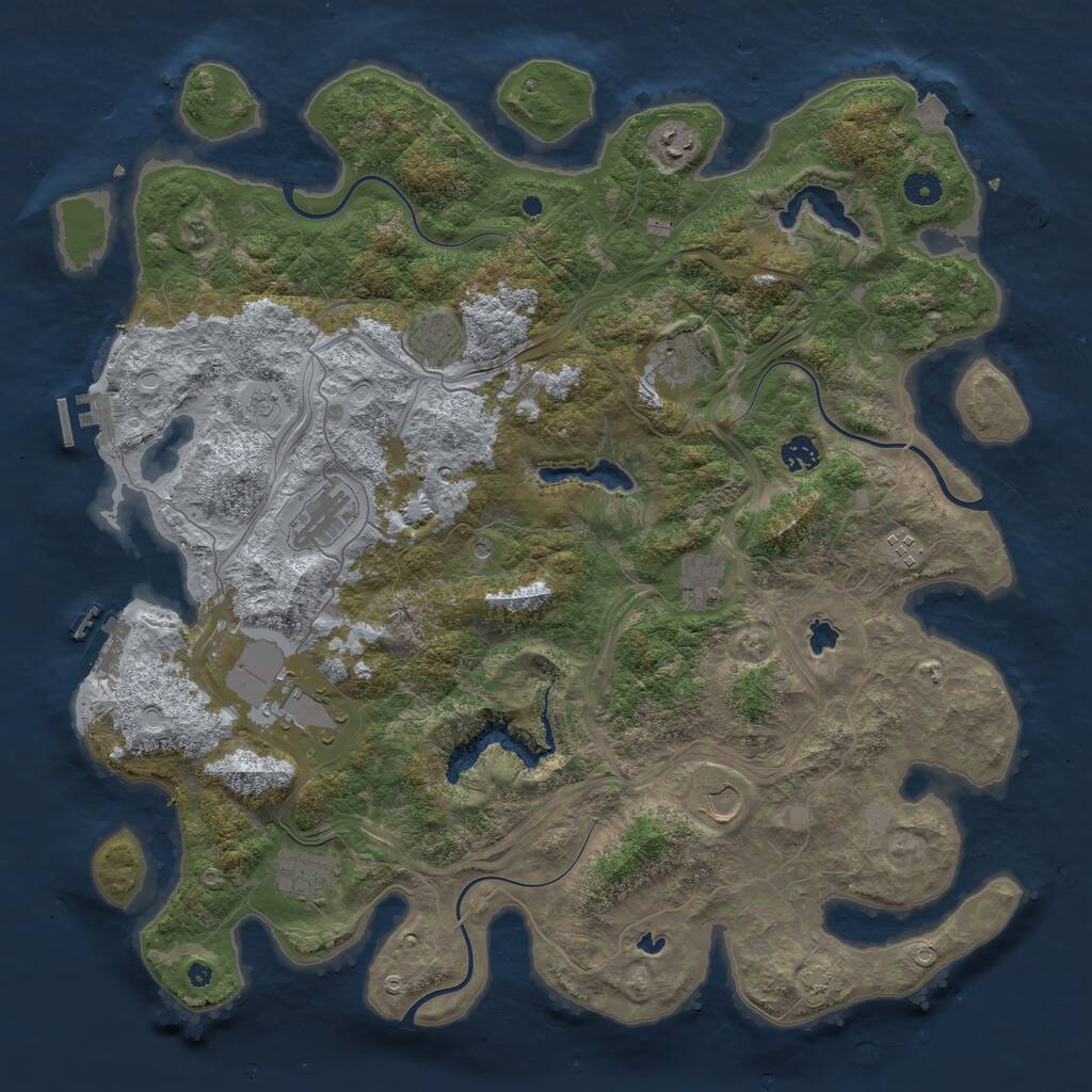 Rust Map: Procedural Map, Size: 4500, Seed: 1765657378, 16 Monuments