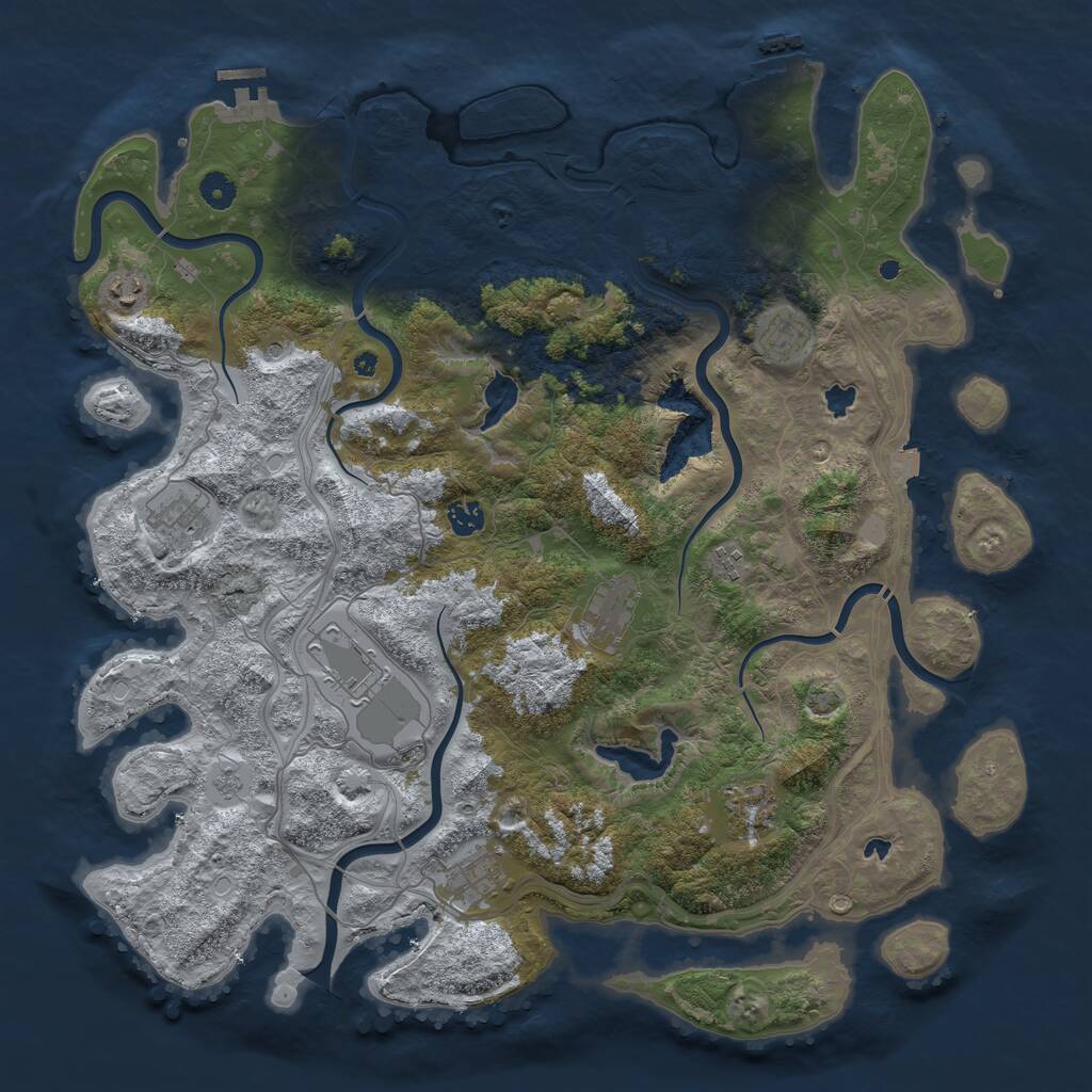 Rust Map: Procedural Map, Size: 4500, Seed: 960203535, 17 Monuments