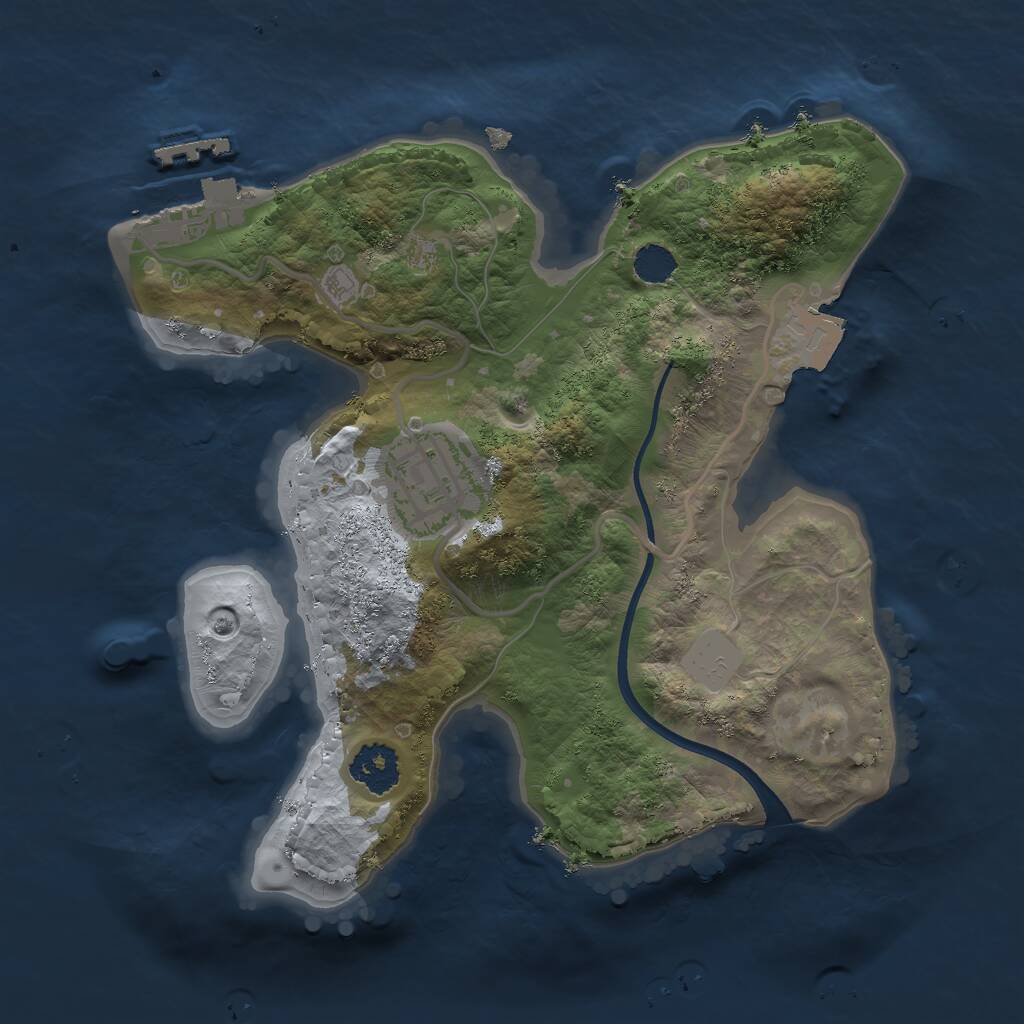 Rust Map: Procedural Map, Size: 2100, Seed: 17777, 3 Monuments