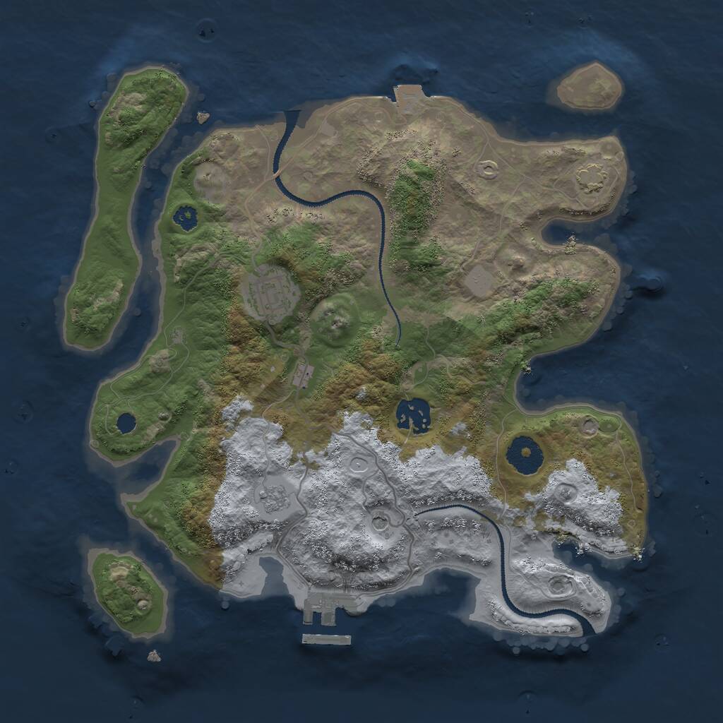 Rust Map: Procedural Map, Size: 3000, Seed: 751324527, 7 Monuments