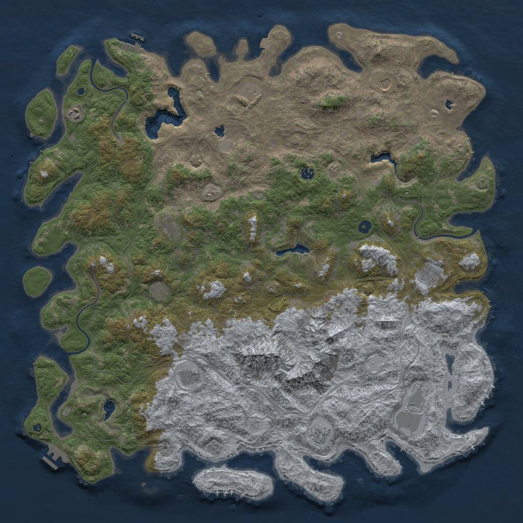 Rust Map: Procedural Map, Size: 6000, Seed: 495675950, 17 Monuments