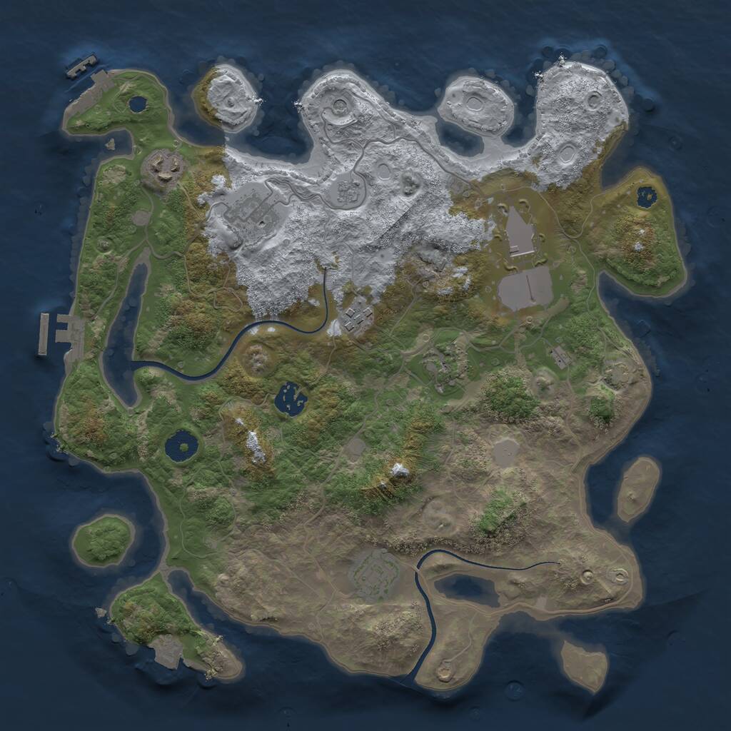 Rust Map: Procedural Map, Size: 3500, Seed: 1531496577, 13 Monuments