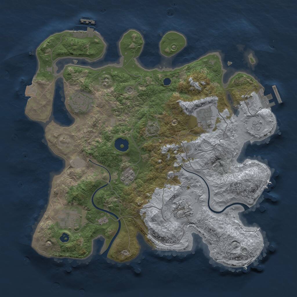 Rust Map: Procedural Map, Size: 3200, Seed: 2020, 11 Monuments