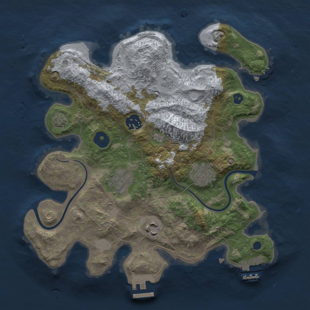 Rust Map: Procedural Map, Size: 3000, Seed: 33558, 9 Monuments