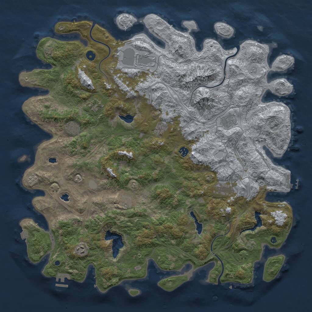 Rust Map: Procedural Map, Size: 5000, Seed: 72323636, 16 Monuments