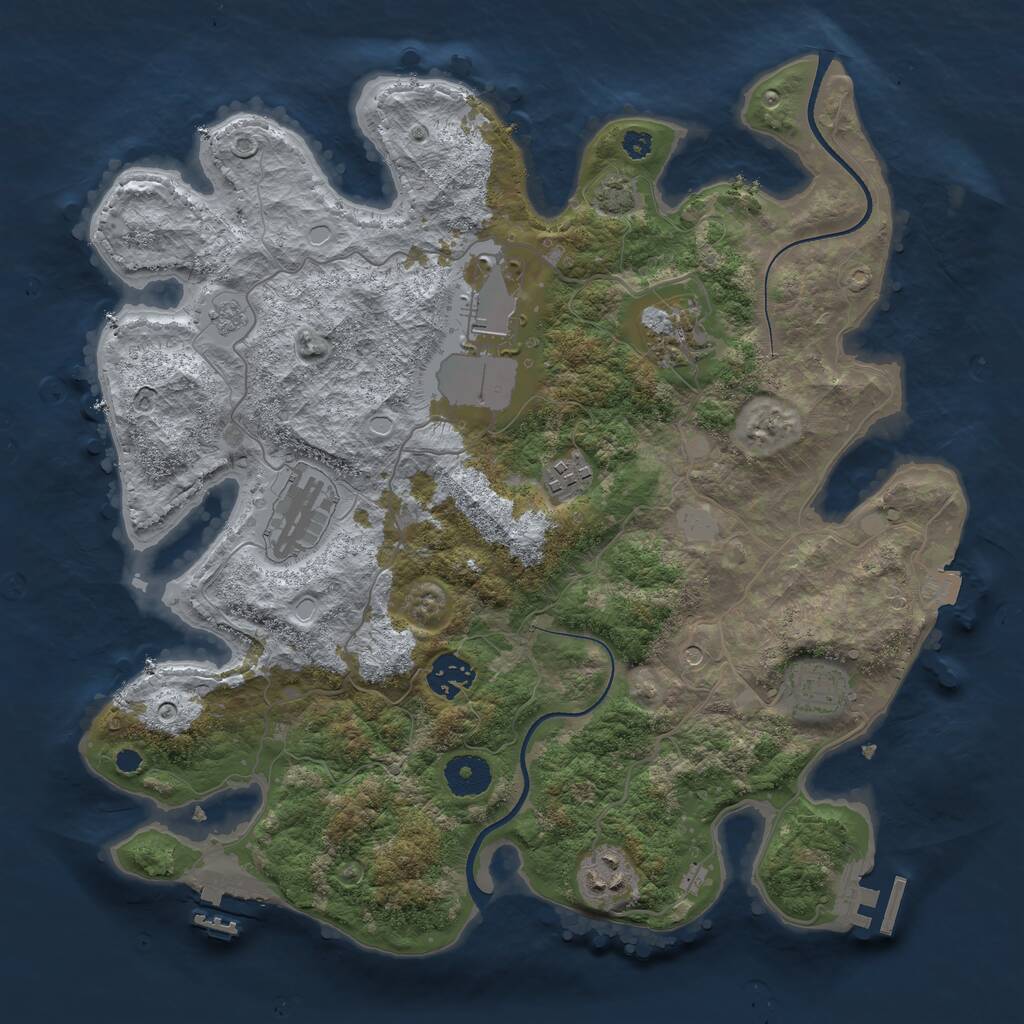 Rust Map: Procedural Map, Size: 3500, Seed: 280308017, 13 Monuments