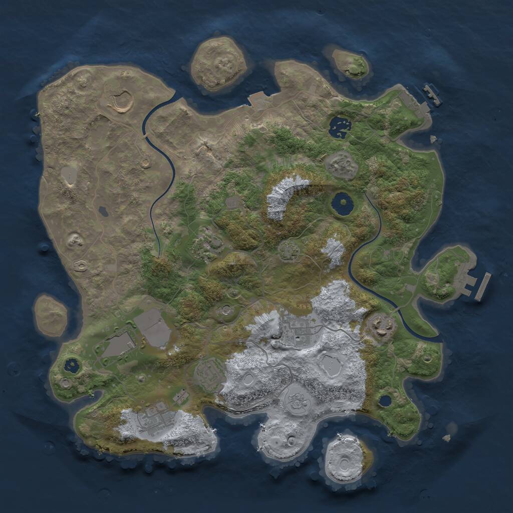 Rust Map: Procedural Map, Size: 3500, Seed: 1164991137, 14 Monuments