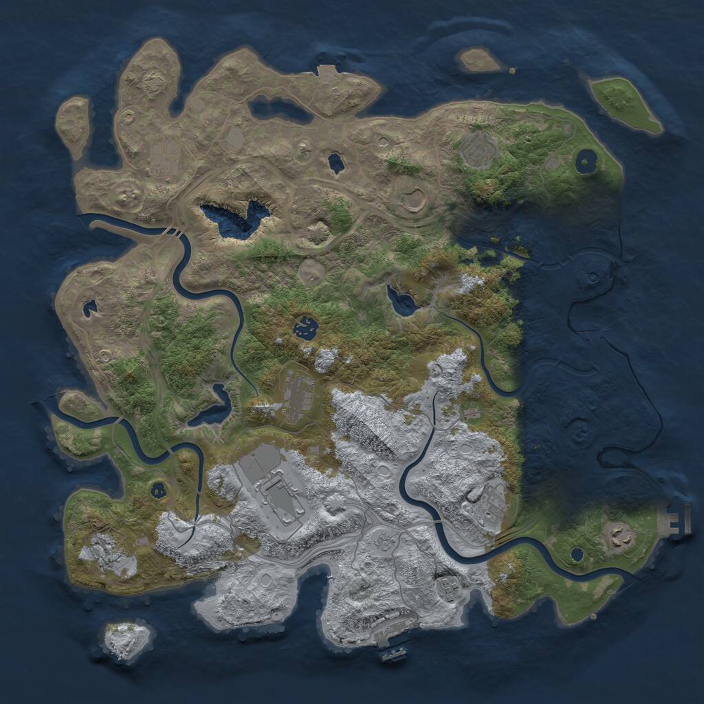 Rust Map: Procedural Map, Size: 4500, Seed: 196158023, 16 Monuments