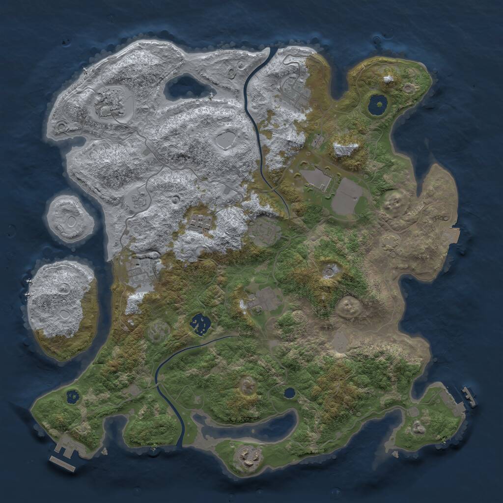 Rust Map: Procedural Map, Size: 3750, Seed: 1233, 15 Monuments