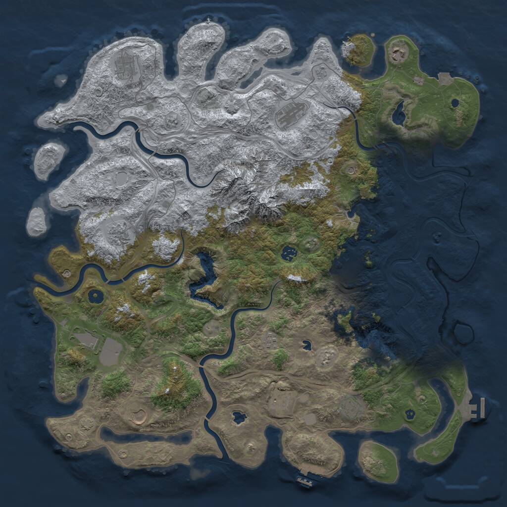 Rust Map: Procedural Map, Size: 5000, Seed: 6392, 19 Monuments