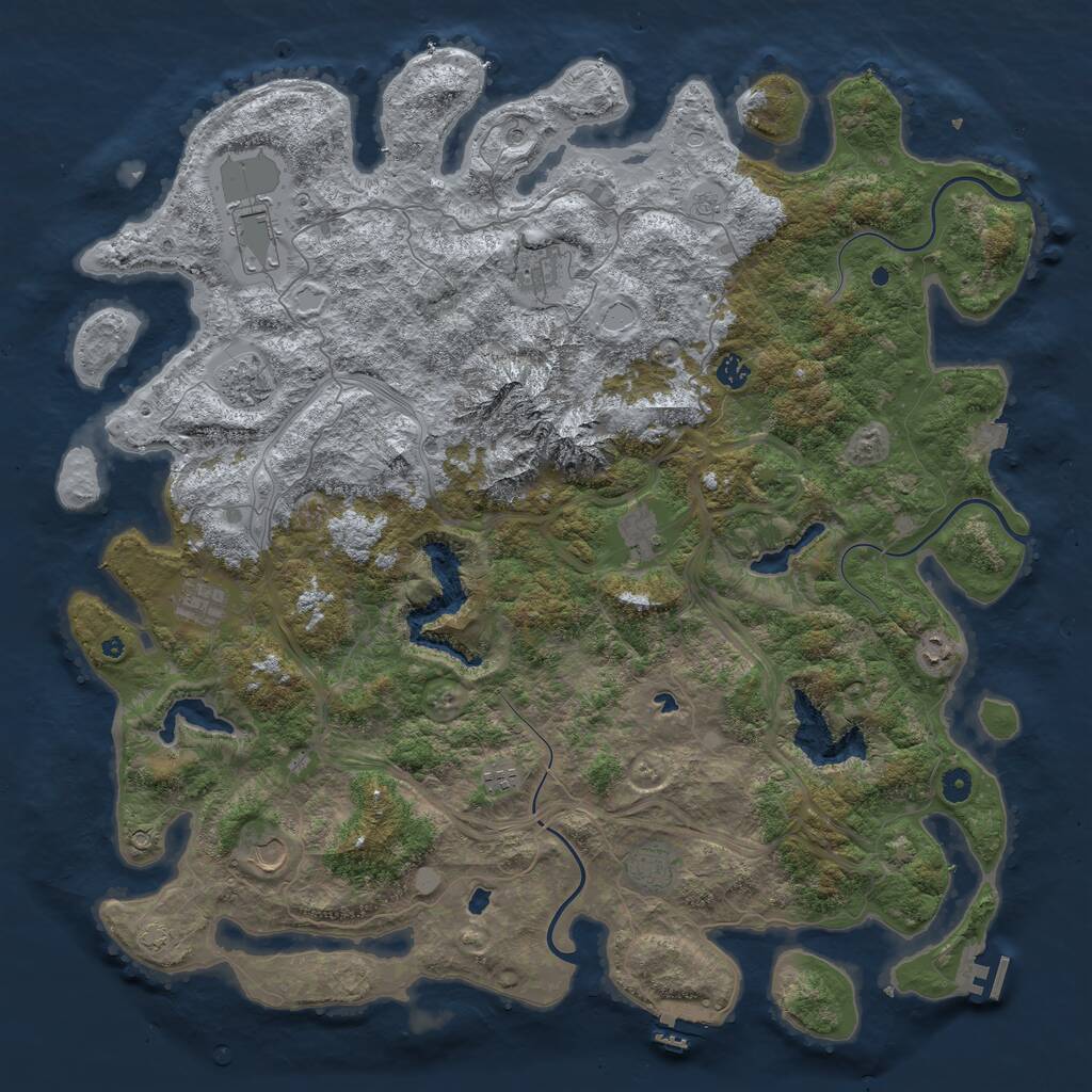 Rust Map: Procedural Map, Size: 5000, Seed: 6392, 16 Monuments