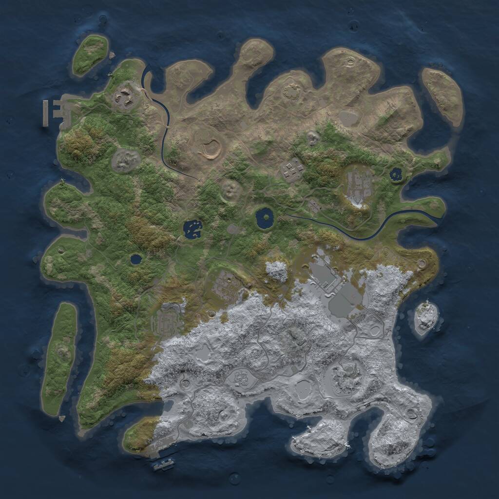 Rust Map: Procedural Map, Size: 3800, Seed: 235423425, 15 Monuments