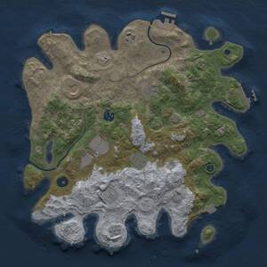 Thumbnail Rust Map: Procedural Map, Size: 3600, Seed: 613993106, 14 Monuments