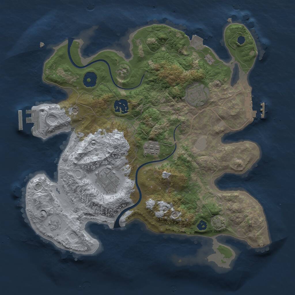 Rust Map: Procedural Map, Size: 3000, Seed: 84923085, 10 Monuments