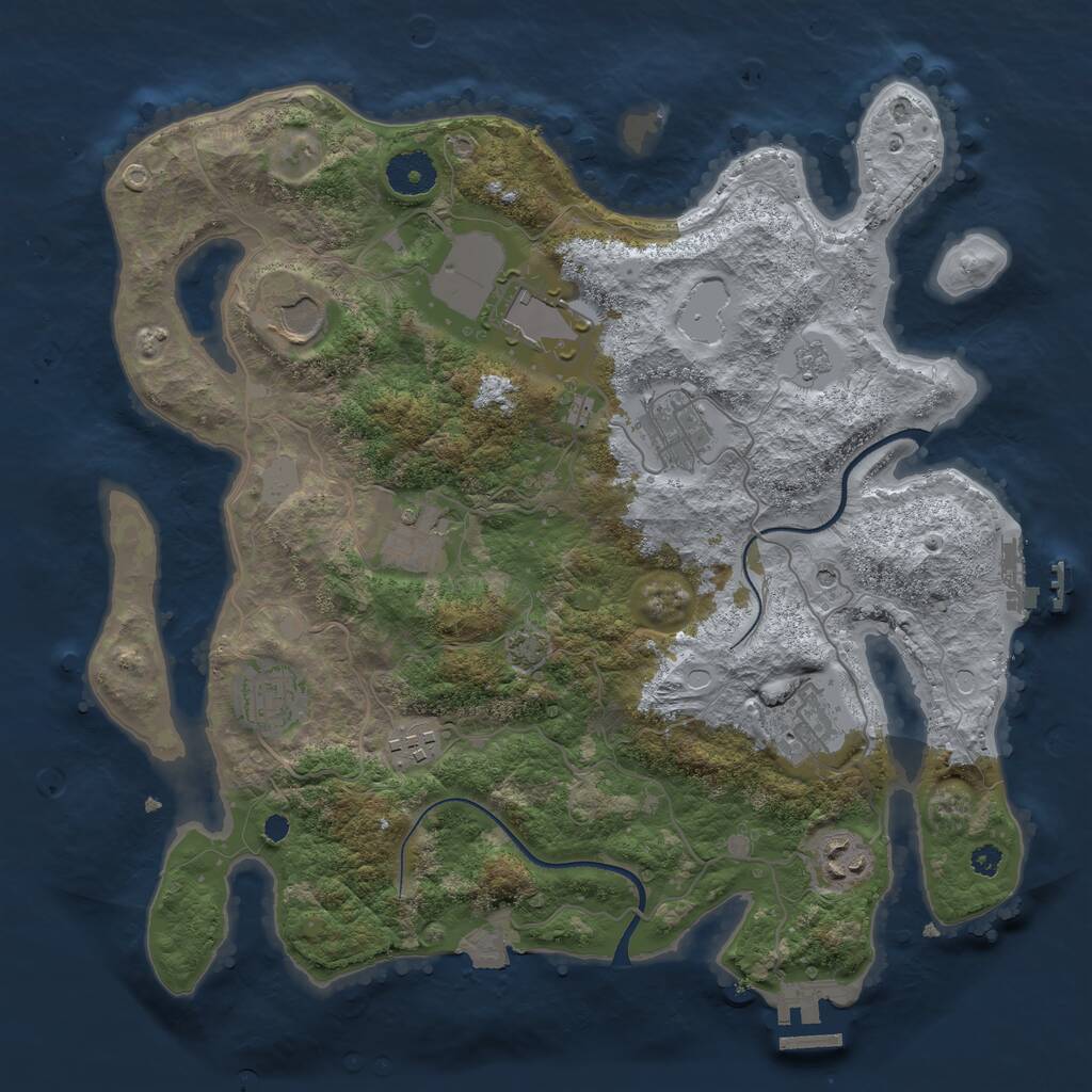 Rust Map: Procedural Map, Size: 3500, Seed: 964288857, 14 Monuments