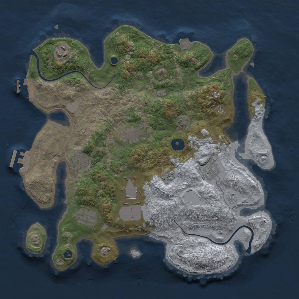 Rust Map: Procedural Map, Size: 3500, Seed: 1837261790, 13 Monuments