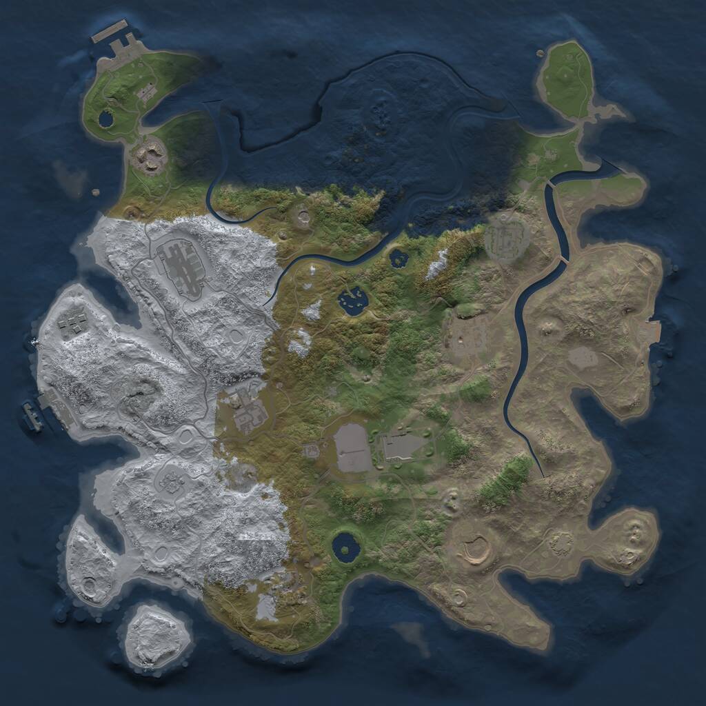 Rust Map: Procedural Map, Size: 3750, Seed: 768565498, 18 Monuments