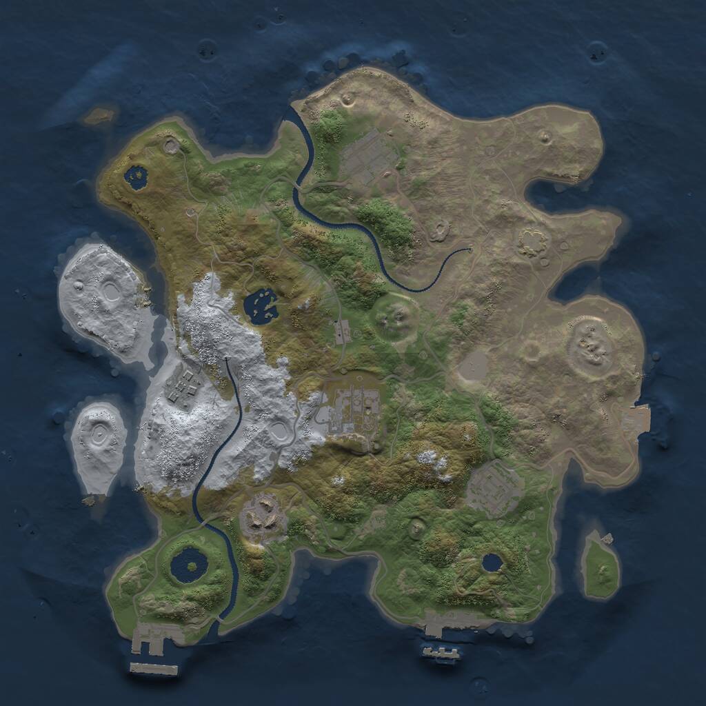 Rust Map: Procedural Map, Size: 3000, Seed: 25297, 10 Monuments