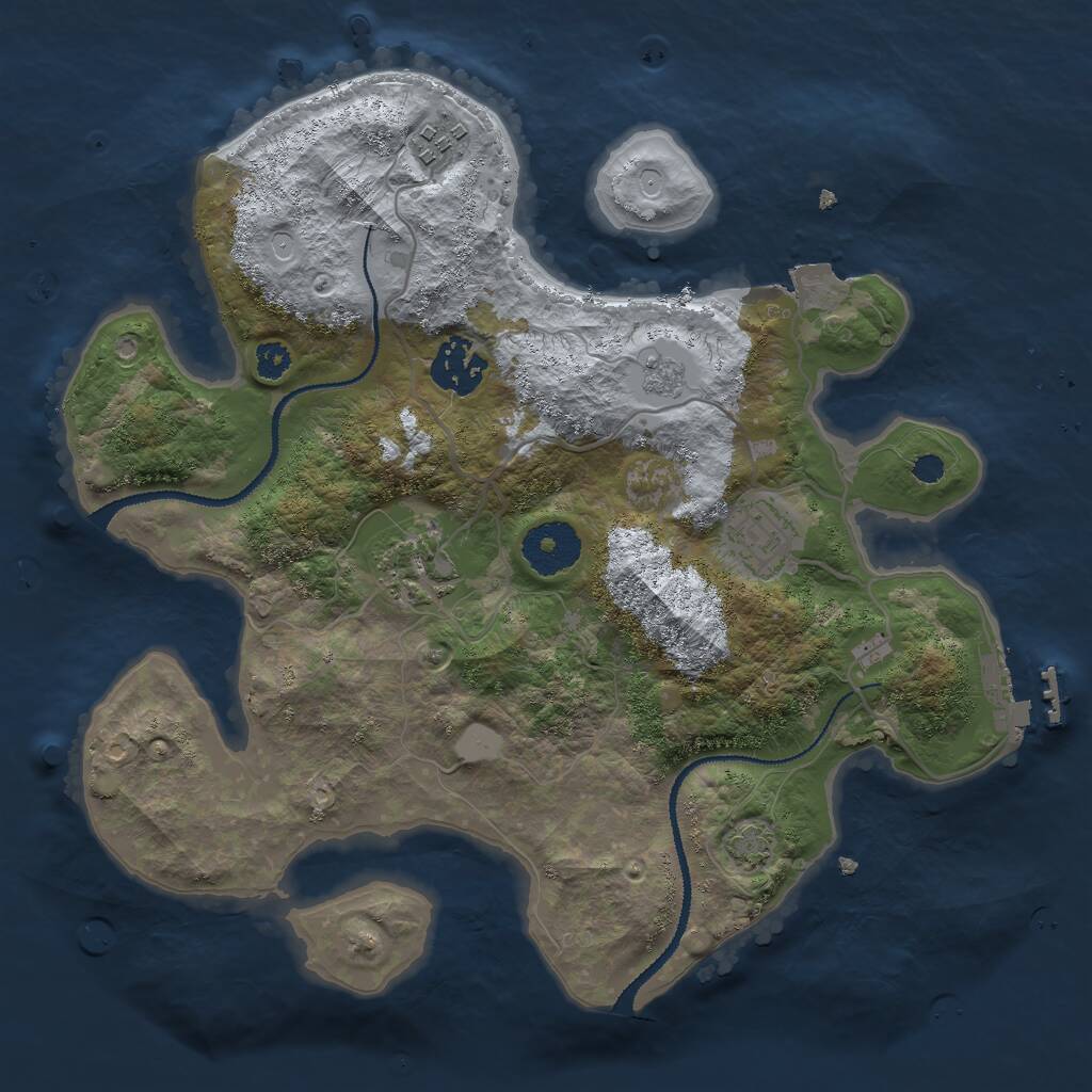 Rust Map: Procedural Map, Size: 3000, Seed: 34157, 8 Monuments