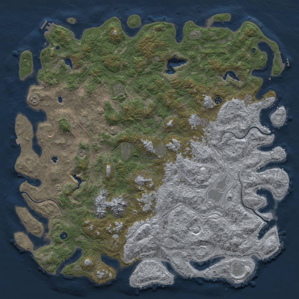 Rust Map: Procedural Map, Size: 6000, Seed: 61250, 17 Monuments