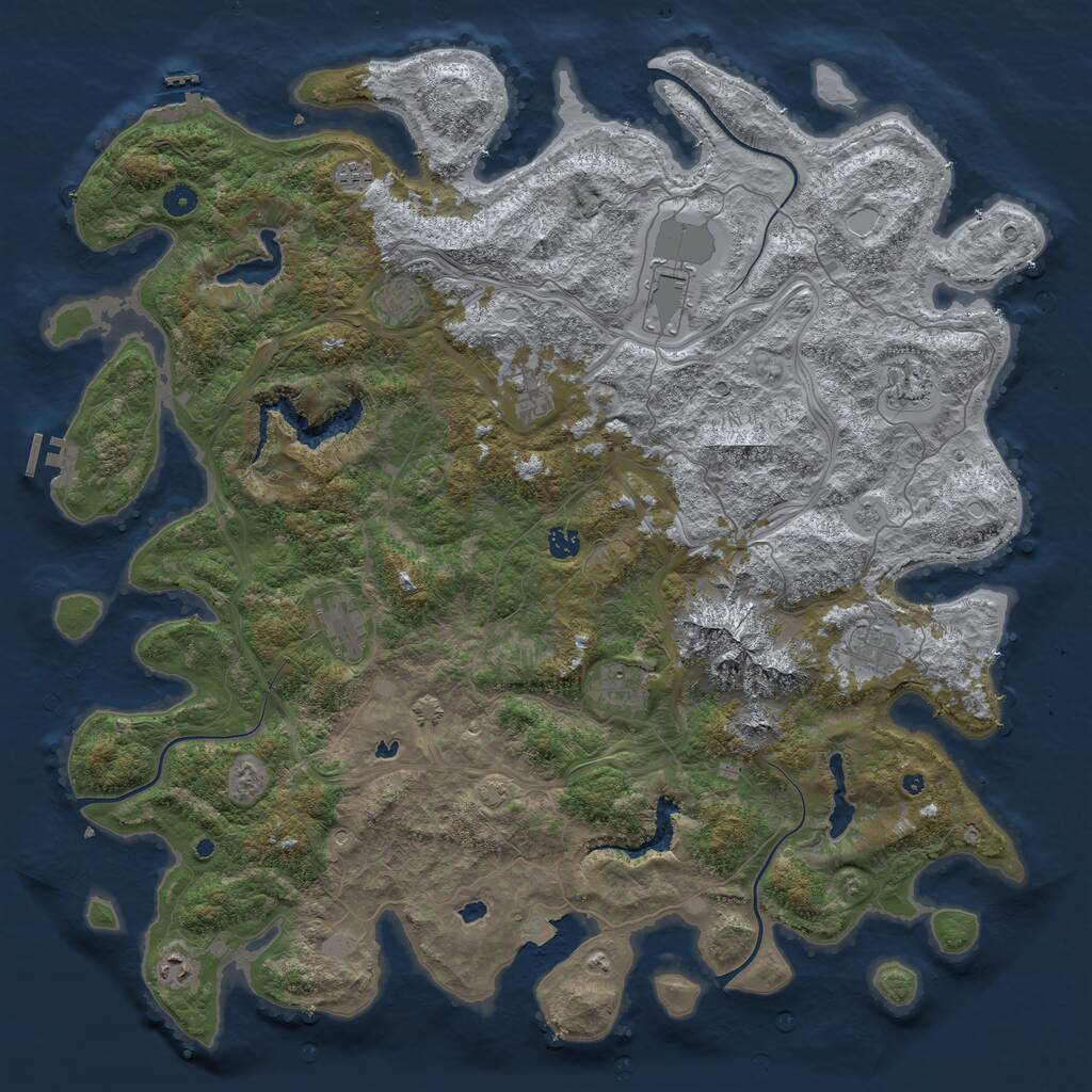 Rust Map: Procedural Map, Size: 5000, Seed: 87640, 16 Monuments