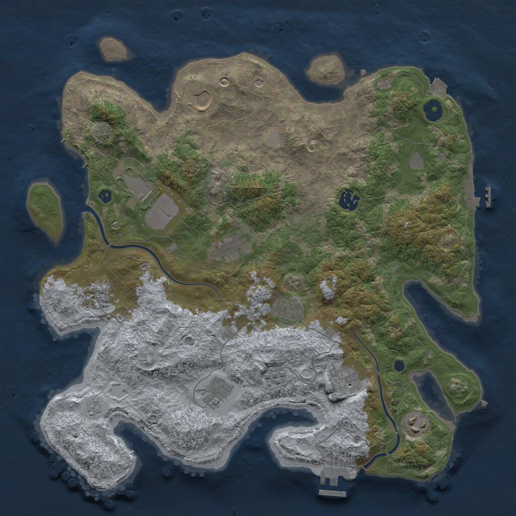 Rust Map: Procedural Map, Size: 3878, Seed: 2147483647, 16 Monuments