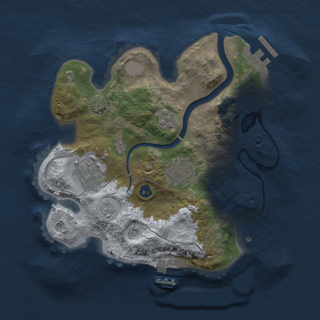 Rust Map: Procedural Map, Size: 2500, Seed: 8899, 9 Monuments