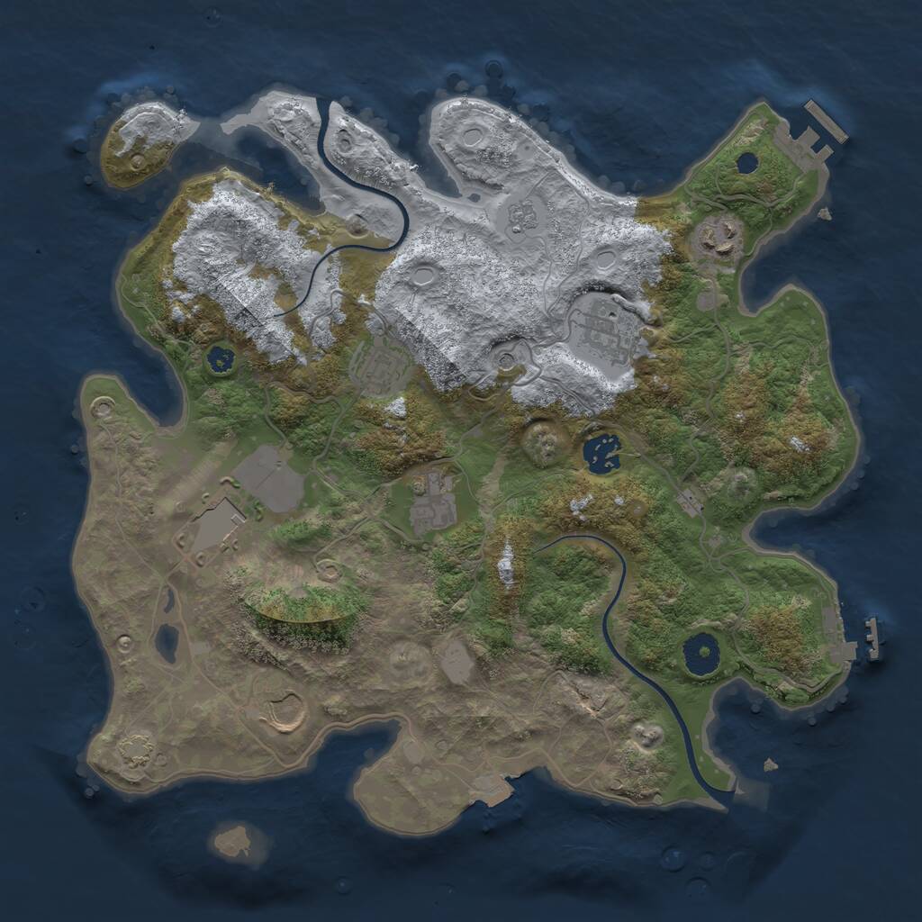 Rust Map: Procedural Map, Size: 3500, Seed: 1701038969, 13 Monuments