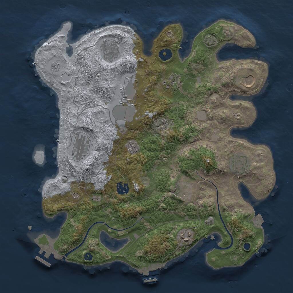 Rust Map: Procedural Map, Size: 3500, Seed: 554490182, 16 Monuments