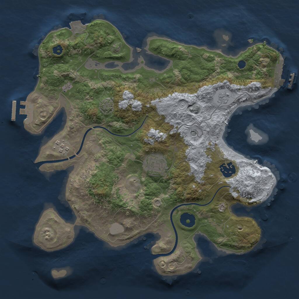 Rust Map: Procedural Map, Size: 3000, Seed: 56462, 9 Monuments