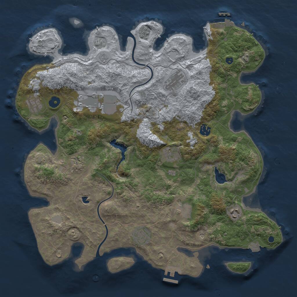 Rust Map: Procedural Map, Size: 4000, Seed: 1910436992, 16 Monuments