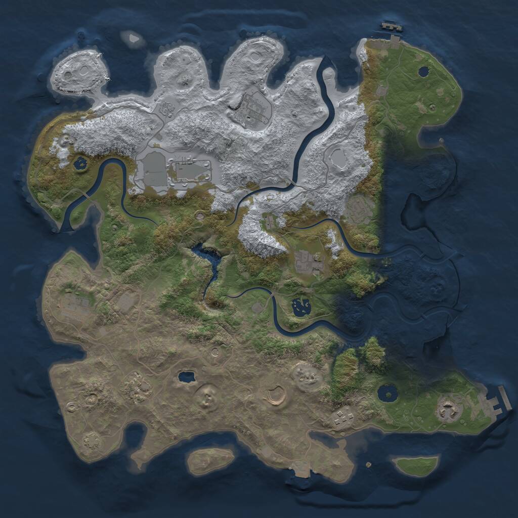 Rust Map: Procedural Map, Size: 4000, Seed: 1910436992, 16 Monuments