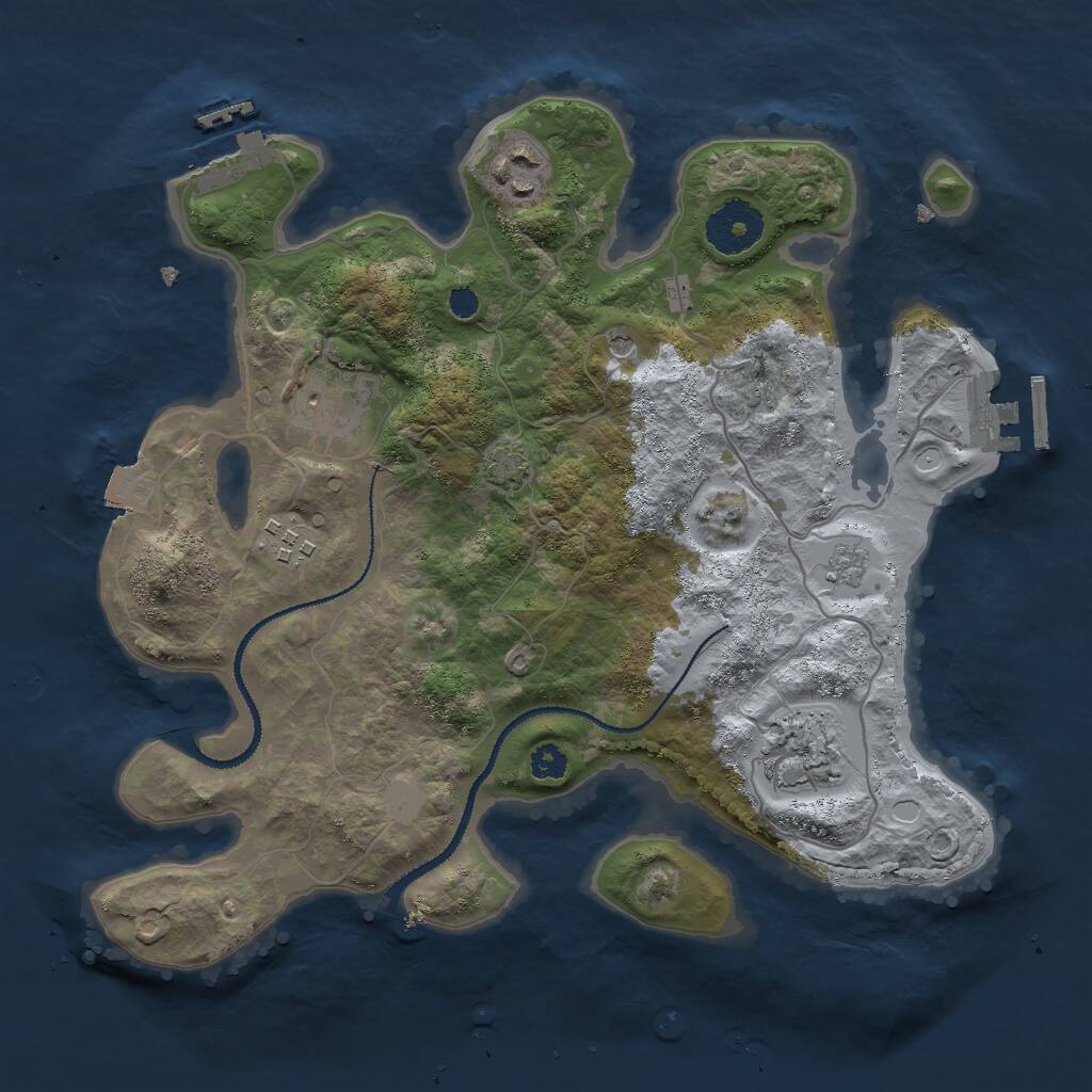 Rust Map: Procedural Map, Size: 3000, Seed: 678798720, 10 Monuments