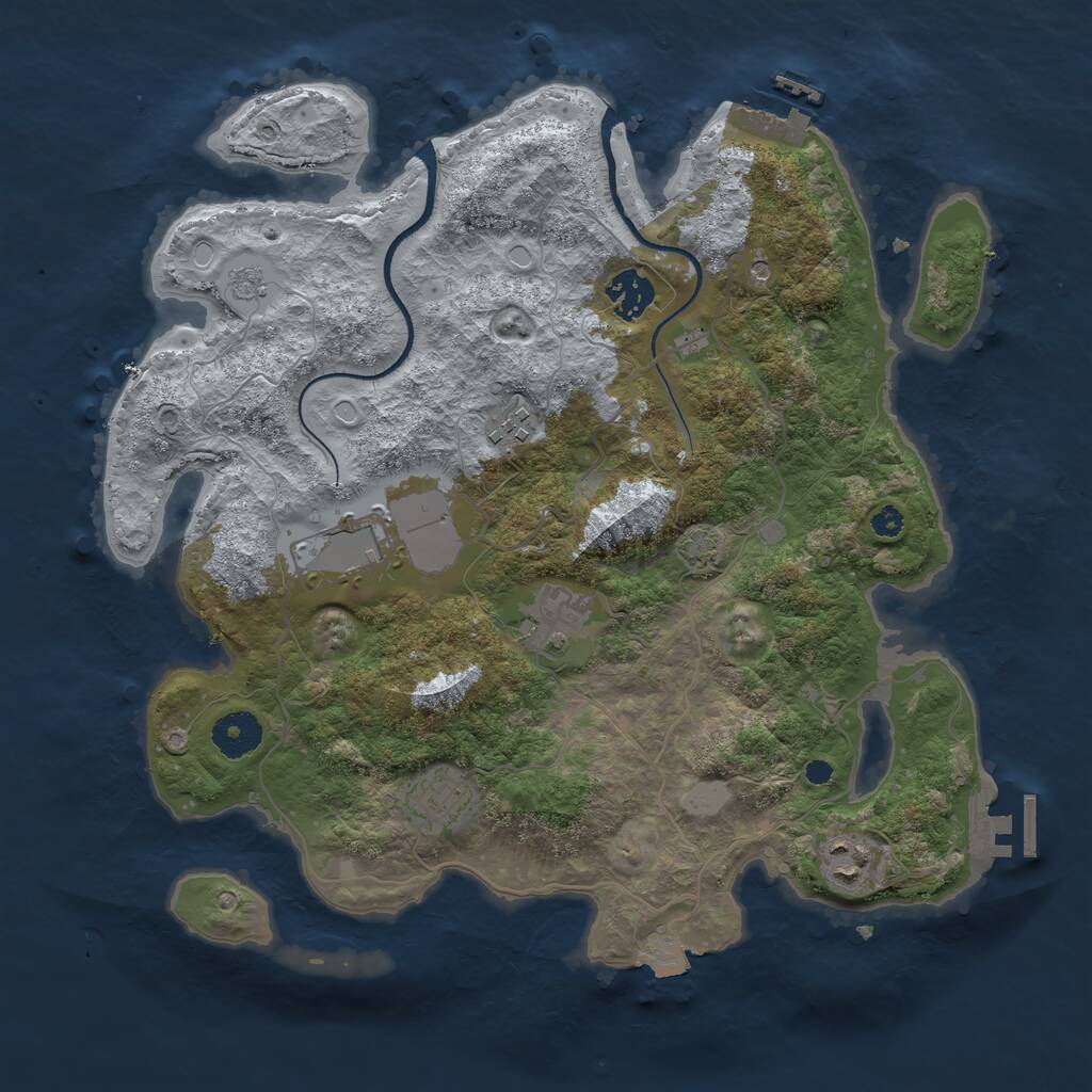 Rust Map: Procedural Map, Size: 3500, Seed: 1314962684, 12 Monuments