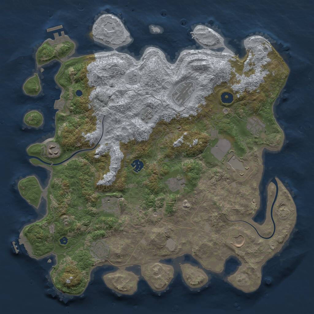 Rust Map: Procedural Map, Size: 3950, Seed: 261355264, 16 Monuments