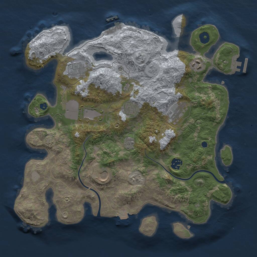 Rust Map: Procedural Map, Size: 3500, Seed: 772764224, 16 Monuments