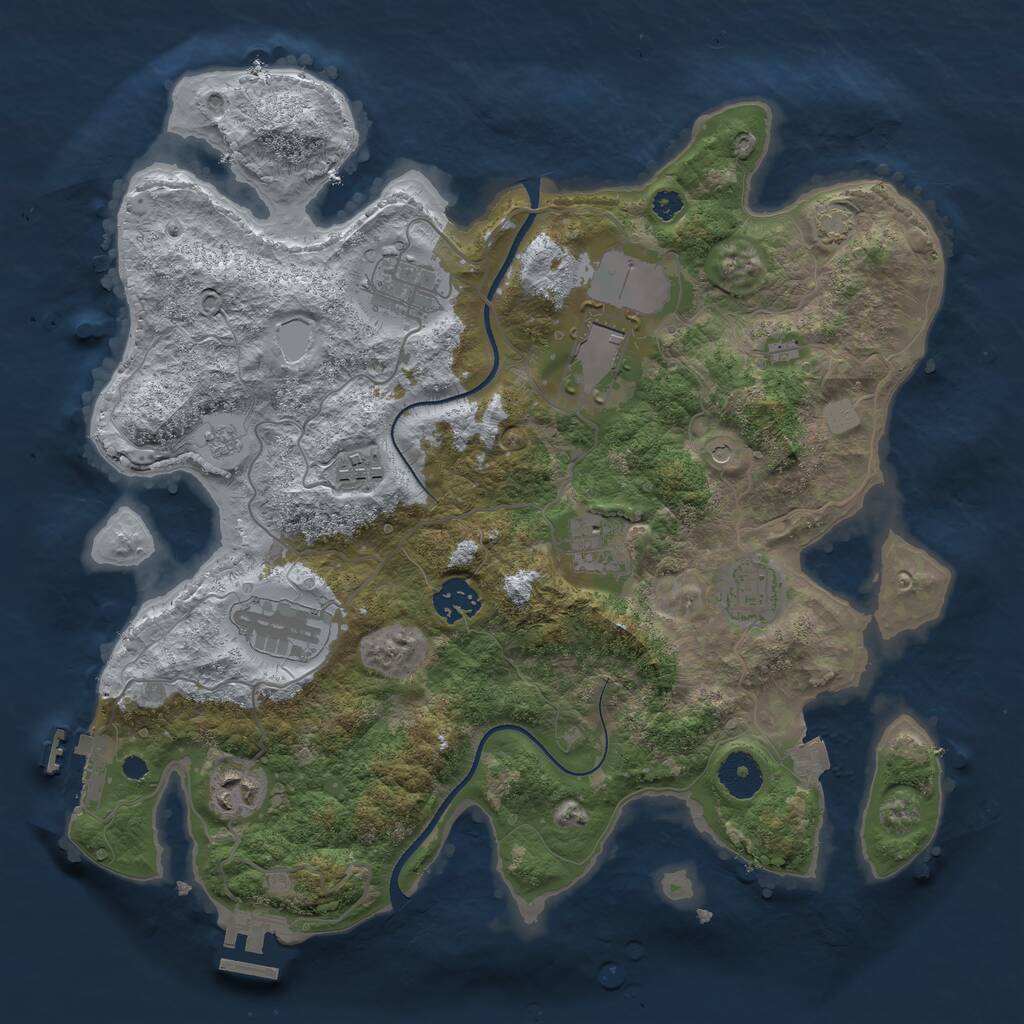 Rust Map: Procedural Map, Size: 3500, Seed: 37537811, 14 Monuments