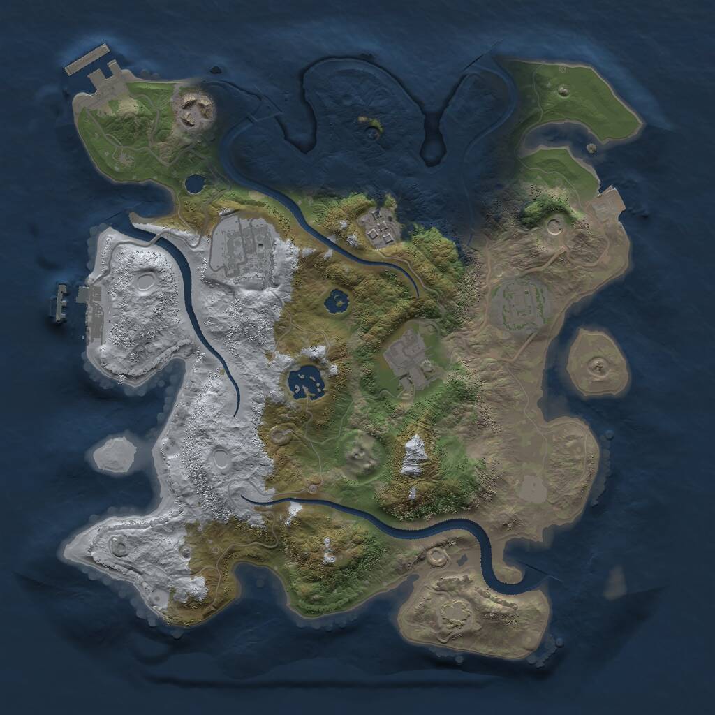 Rust Map: Procedural Map, Size: 3000, Seed: 482282787, 13 Monuments