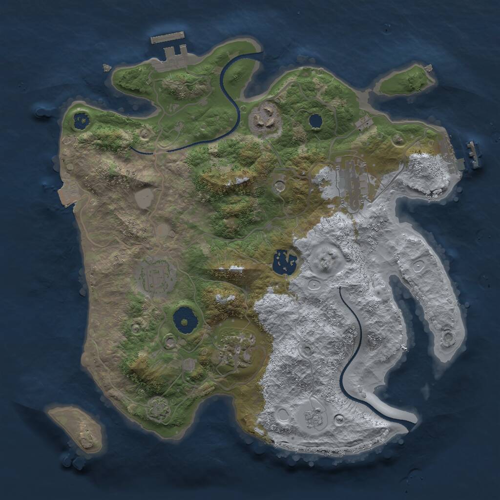 Rust Map: Procedural Map, Size: 3000, Seed: 1627600222, 11 Monuments