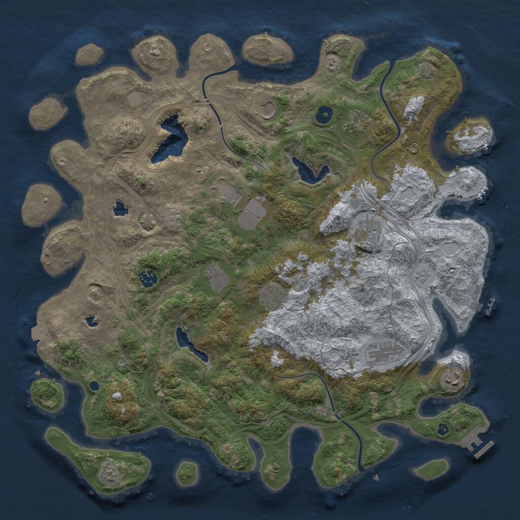 Rust Map: Procedural Map, Size: 4500, Seed: 123387, 16 Monuments