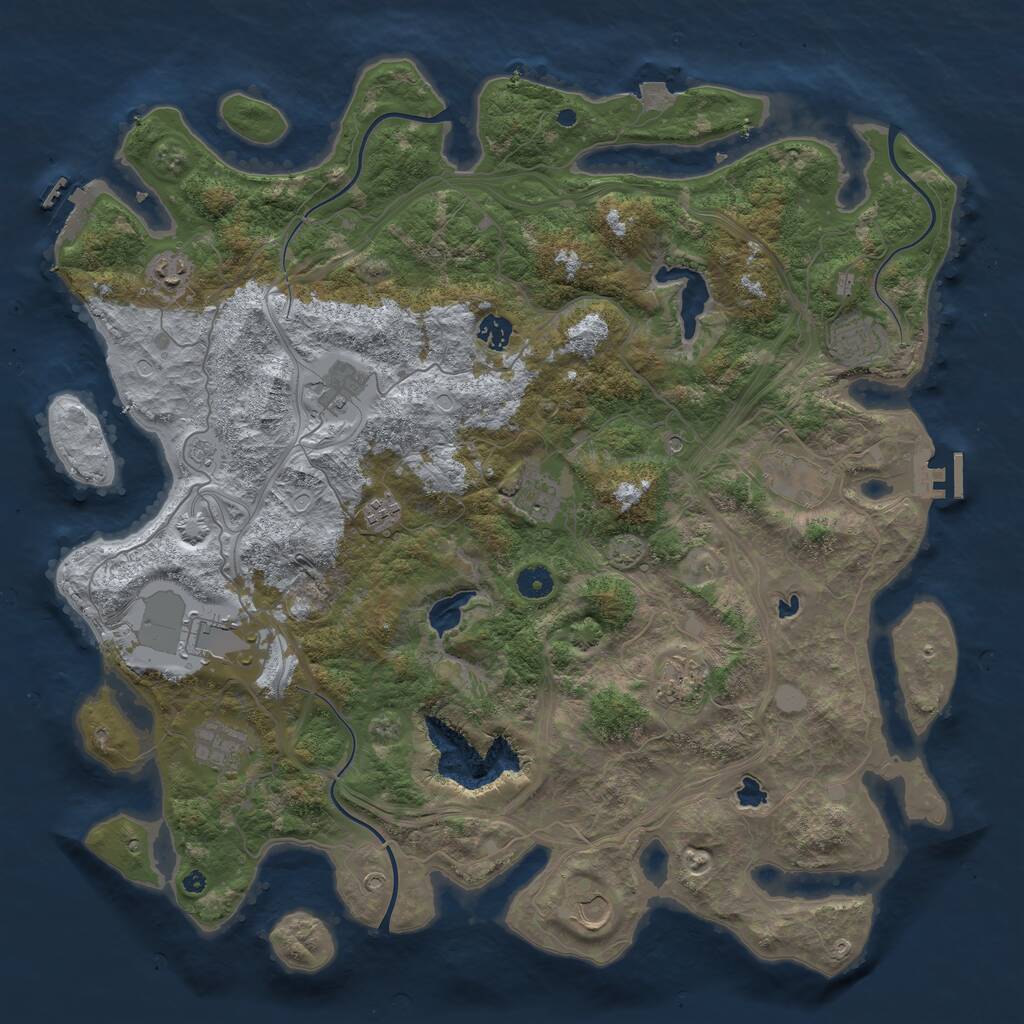 Rust Map: Procedural Map, Size: 4500, Seed: 1846467183, 17 Monuments