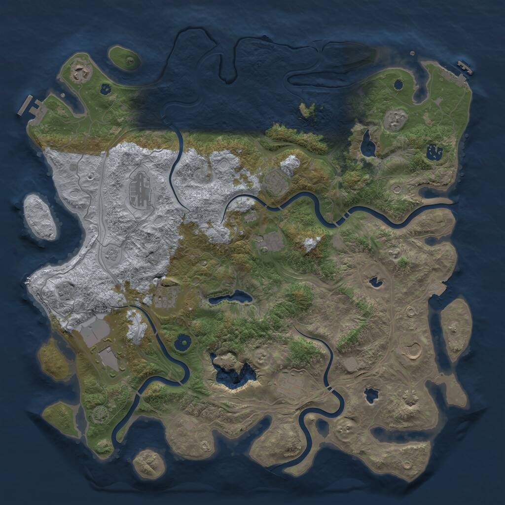 Rust Map: Procedural Map, Size: 4500, Seed: 1846467183, 16 Monuments