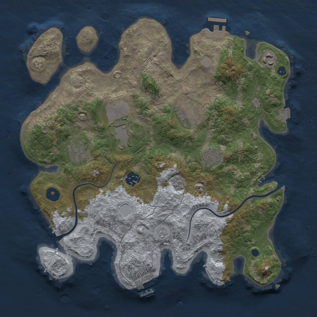 Rust Map: Procedural Map, Size: 3500, Seed: 123452234, 13 Monuments